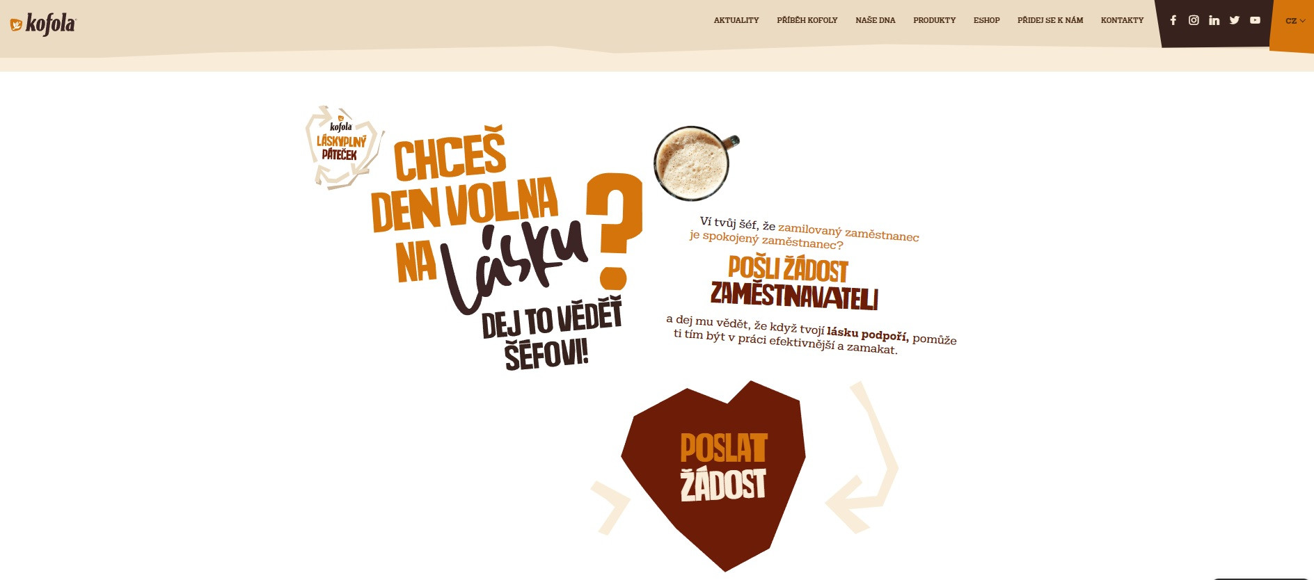 Kampaní Láskyplný páteček Kofola upozorňuje na nedostatek lásky ve společnosti a vybízí, aby páry spolu trávily více kvalitního času